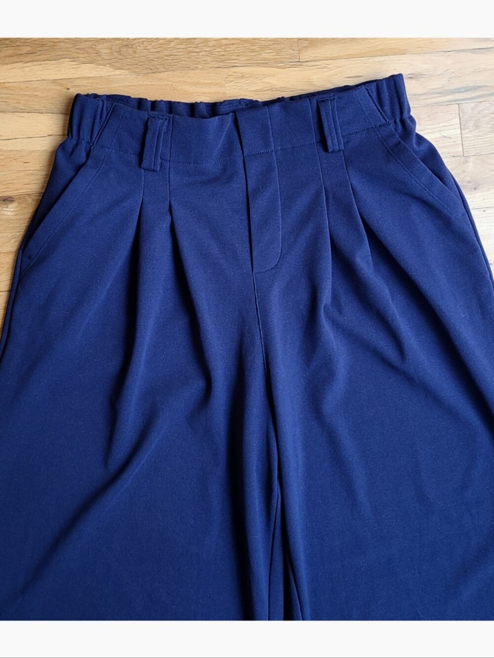 Halara Mid Rise Wide Leg Waffle Pants Harbor Ink Medium Pocket Lounge Casual - Picture 4 of 16